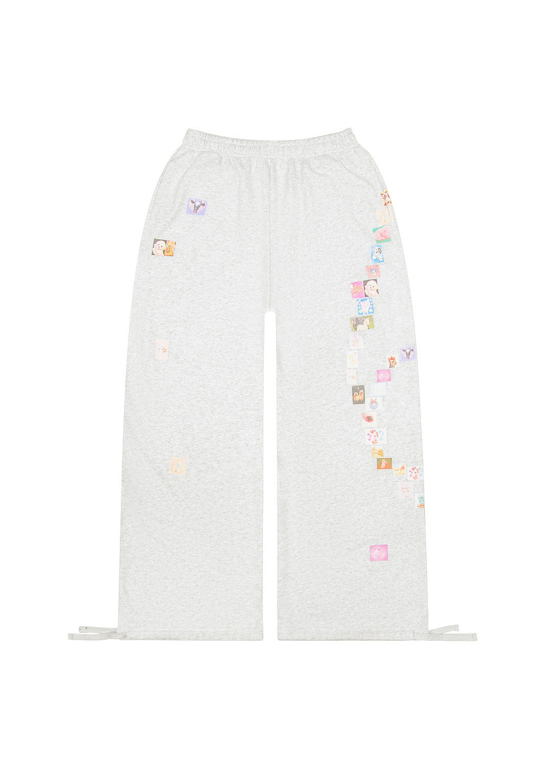 TRINKET MOTIF OVERSIZED SWEATPANTS GREY MARL