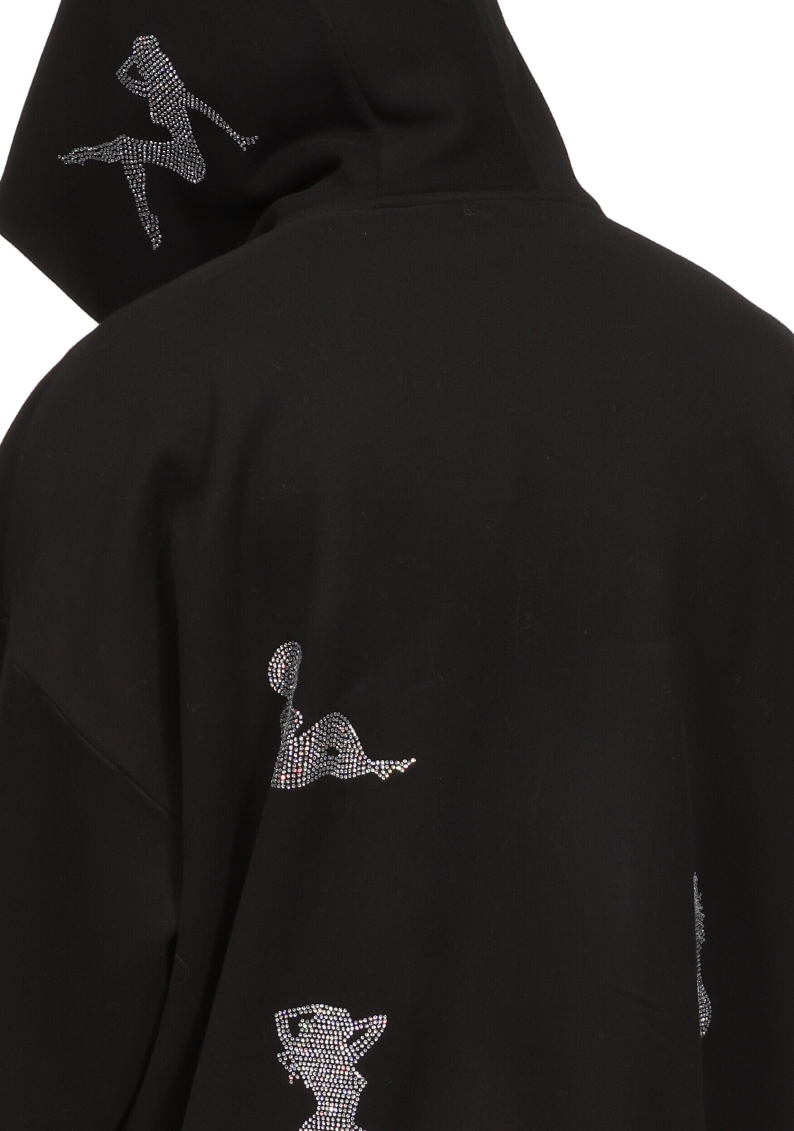 UNREALISTIC IDEALS RHINESTONE ZIP HOODIE BLACK