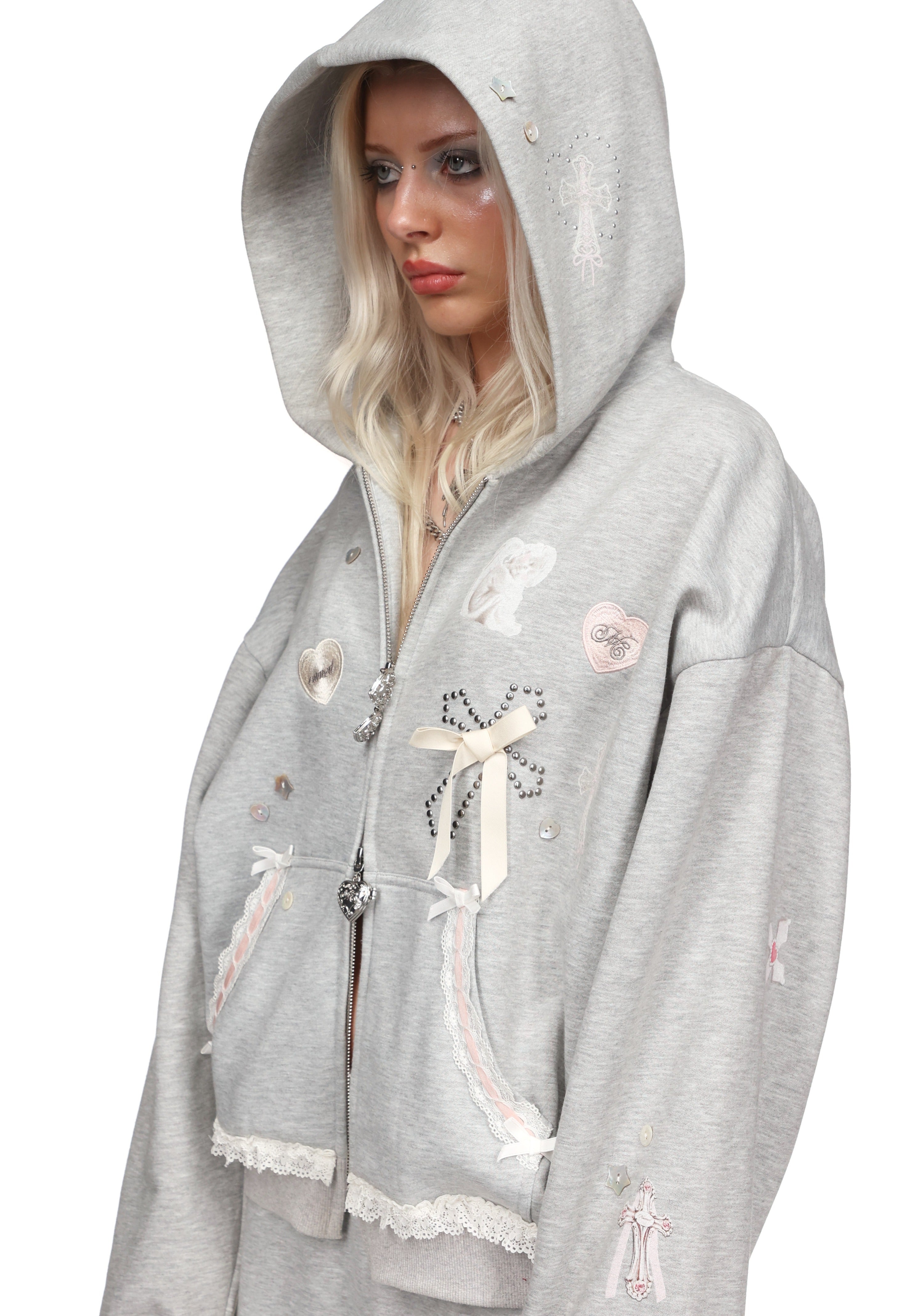 WHISPER ZIP HOODIE GREY MARL