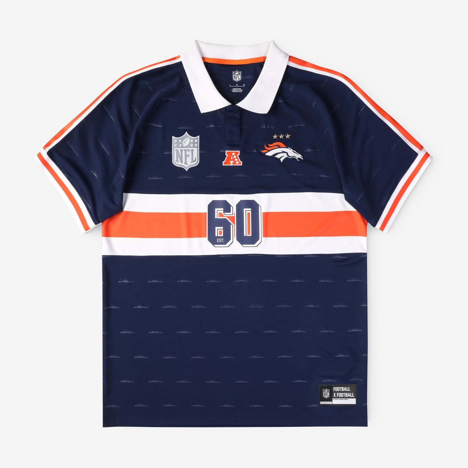 Denver Broncos Youth Football x Football Collared Fan Top - Navy