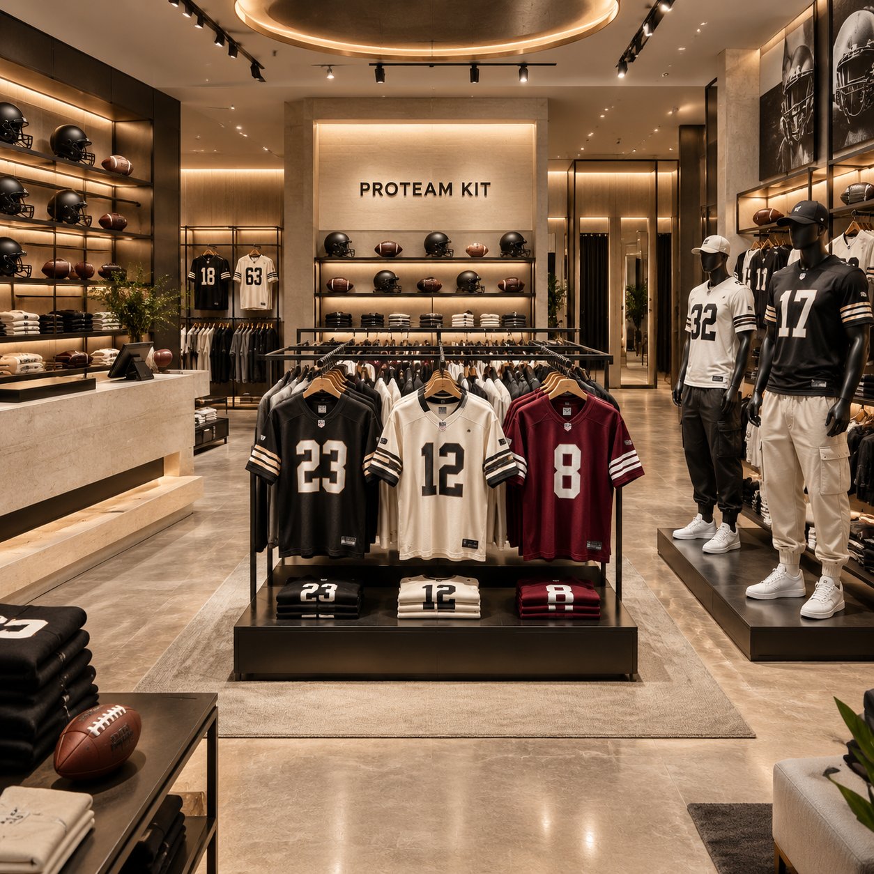 PROTEAM KIT store floor with NFL jerseys on display