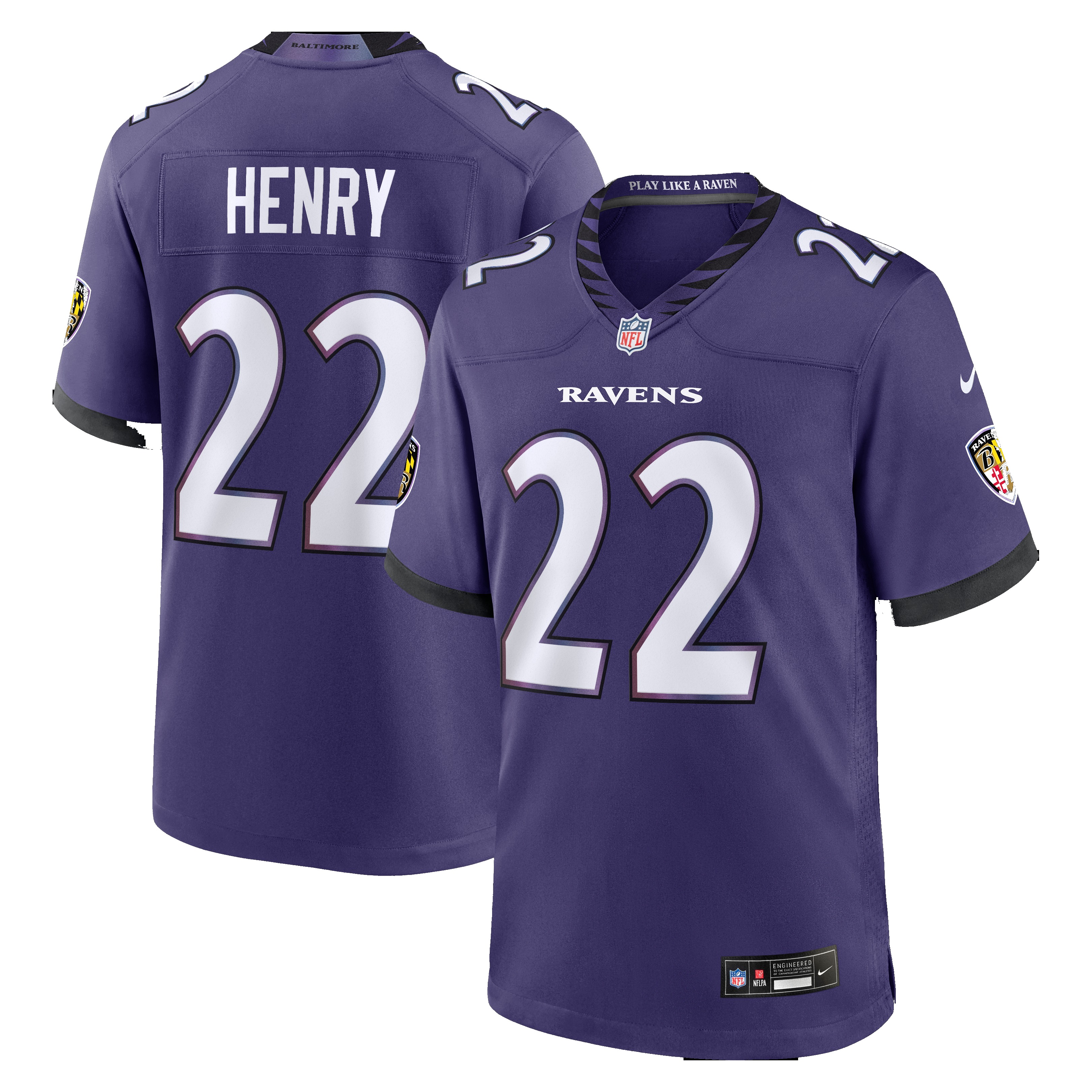 Men's Baltimore Ravens Derrick Henry Purple Team Game Jersey