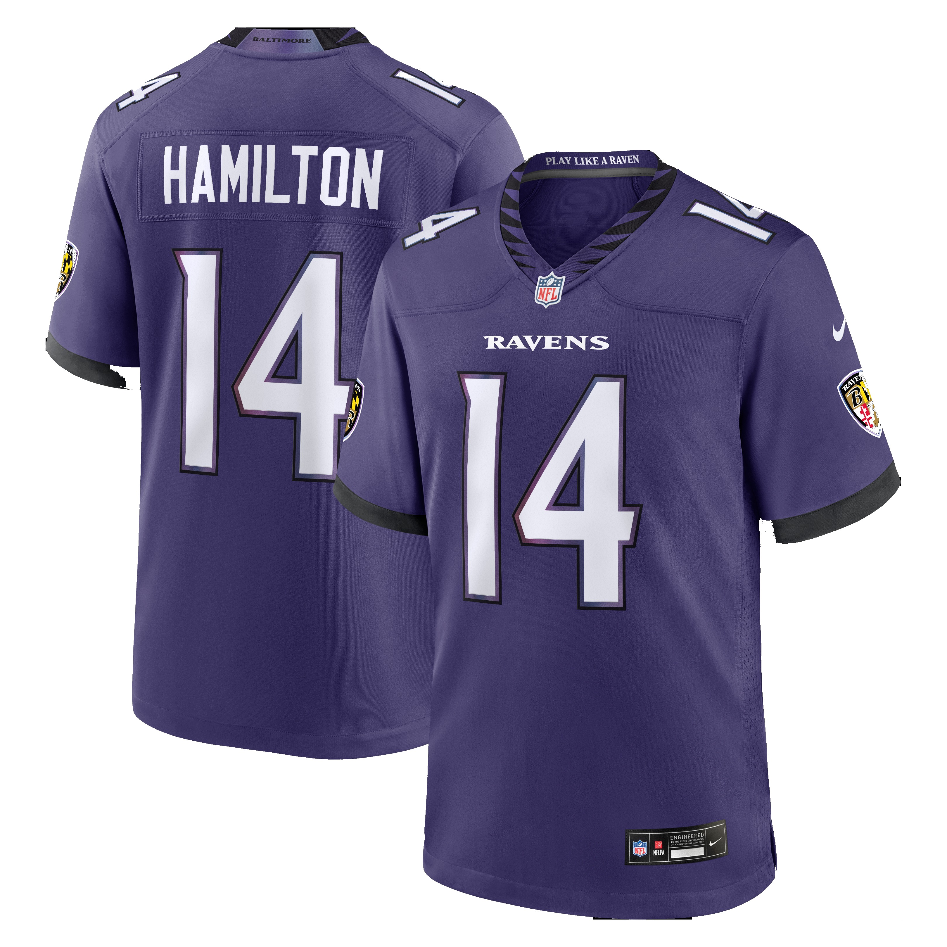 Men's Baltimore Ravens Kyle Hamilton Purple Team Game Jersey