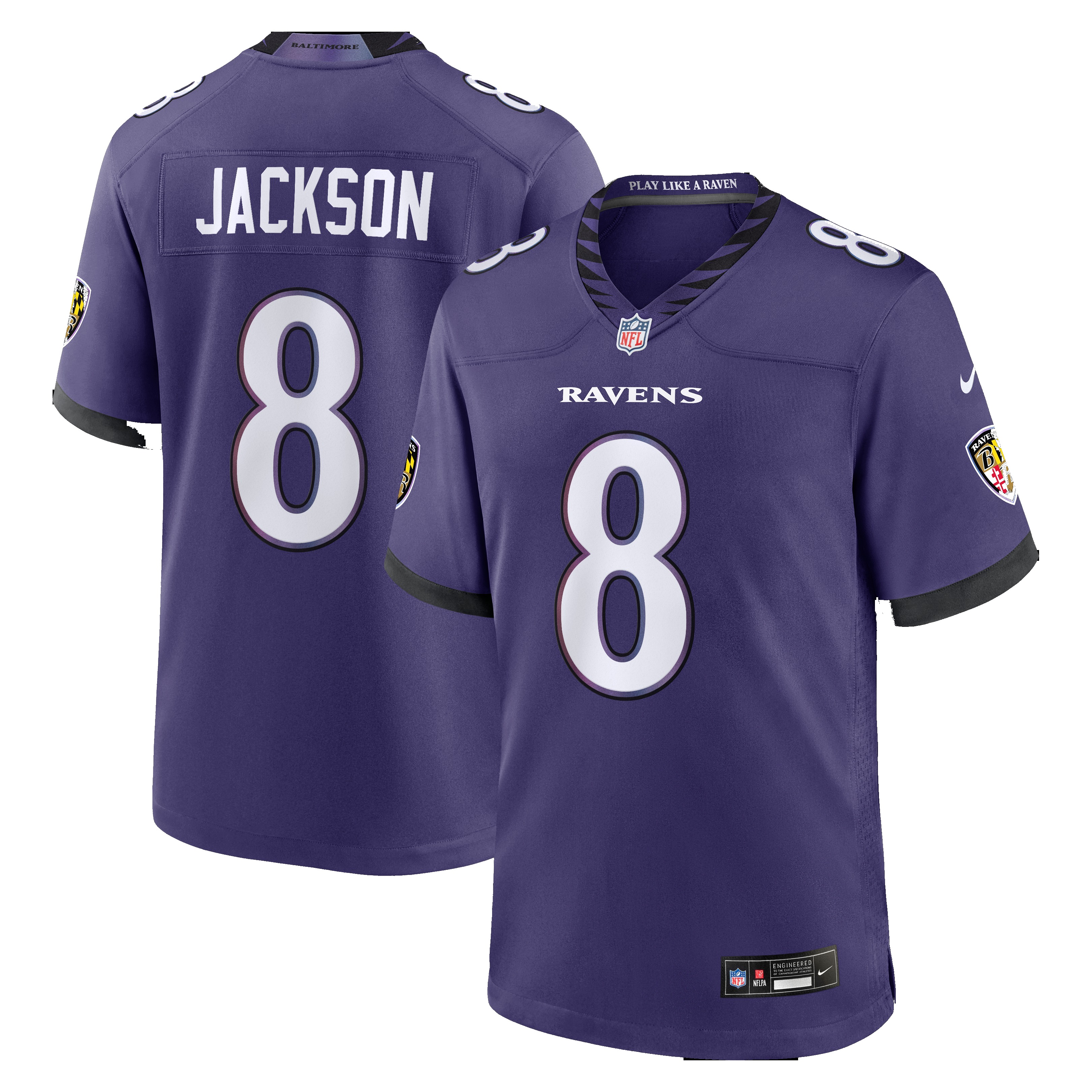 Men's Baltimore Ravens Lamar Jackson Purple Team Game Jersey