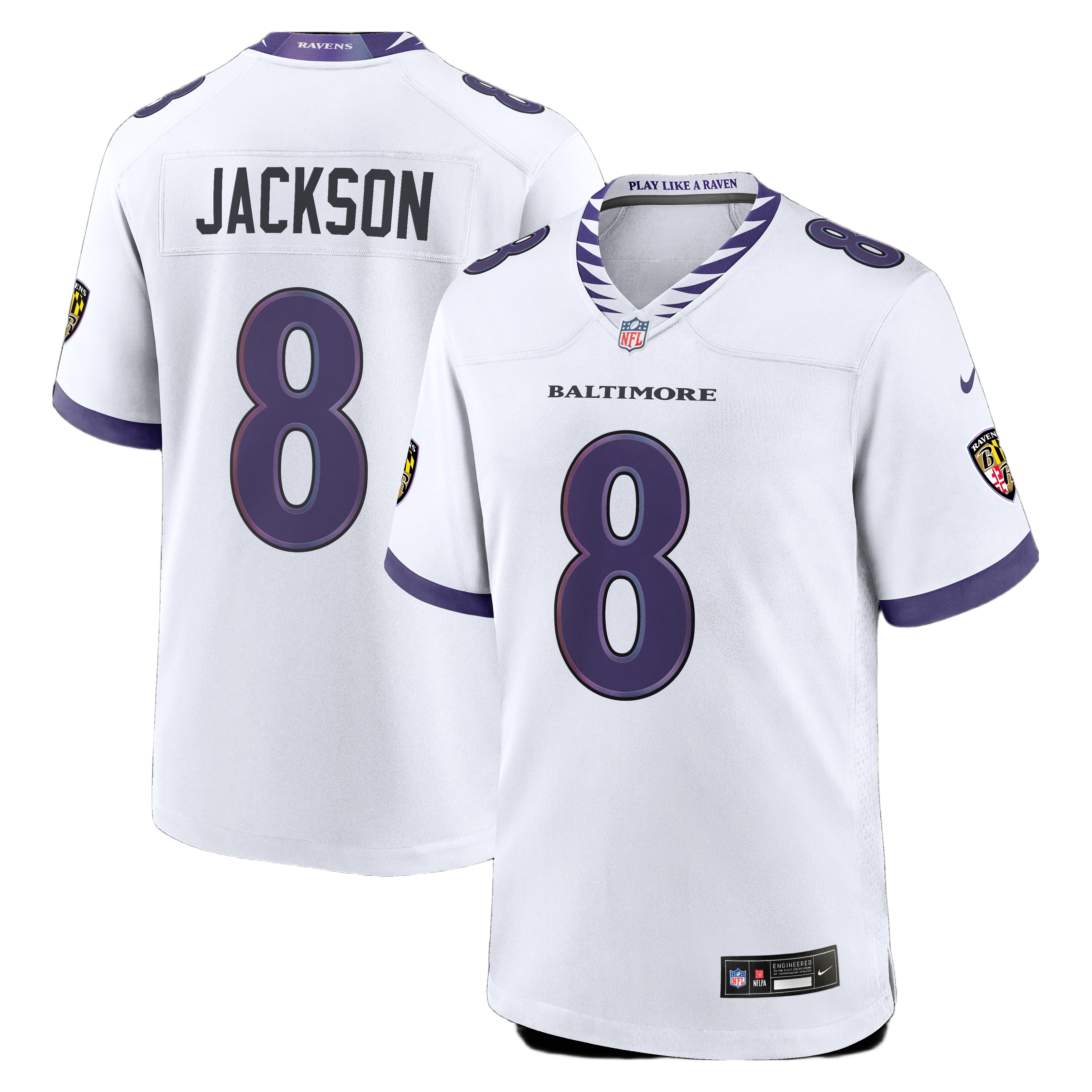 Men's Baltimore Ravens Lamar Jackson White Stitched Limited Jersey