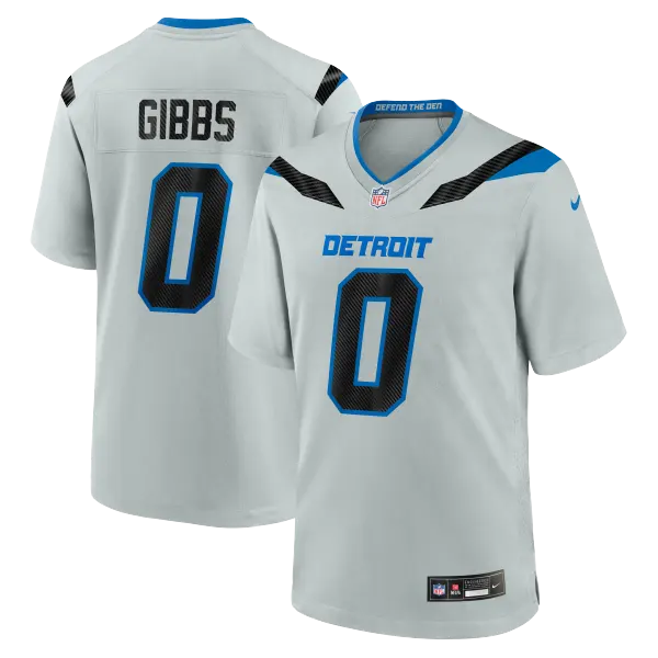 Men's Detroit Lions Jahmyr Gibbs Silver 2026 Rivalries Collection Game Jersey