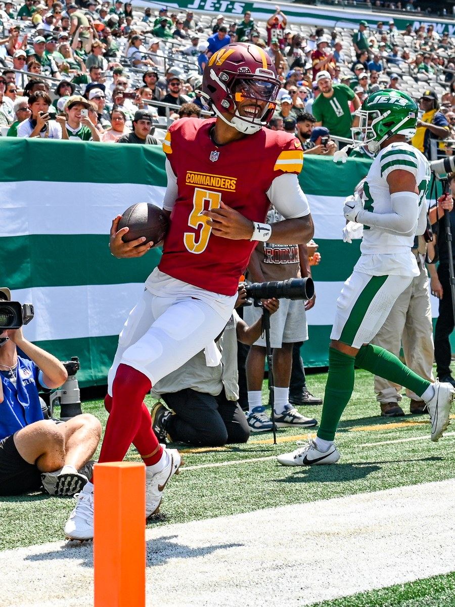 Jayden Daniels in his NFL uniform