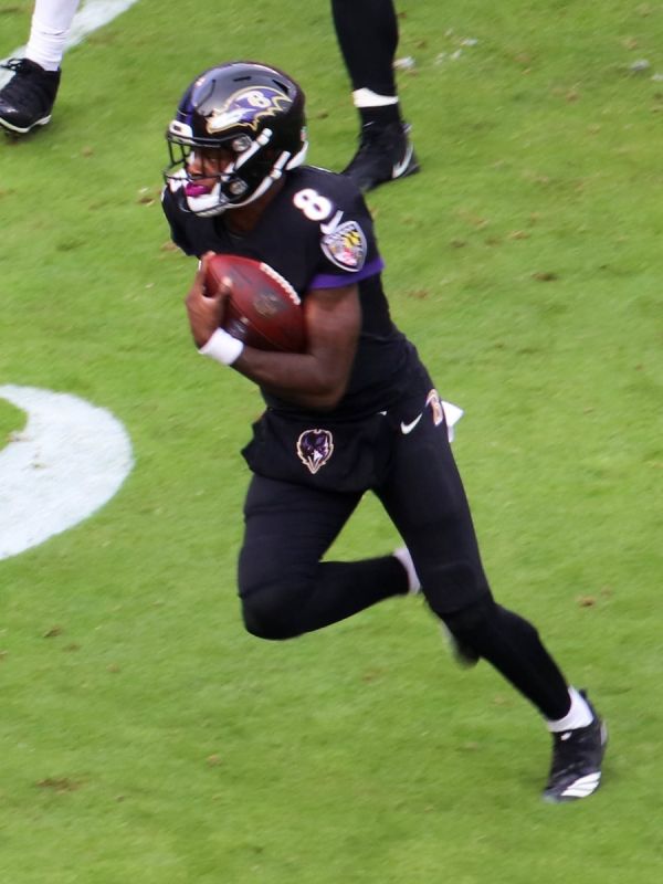 Lamar Jackson in his NFL uniform