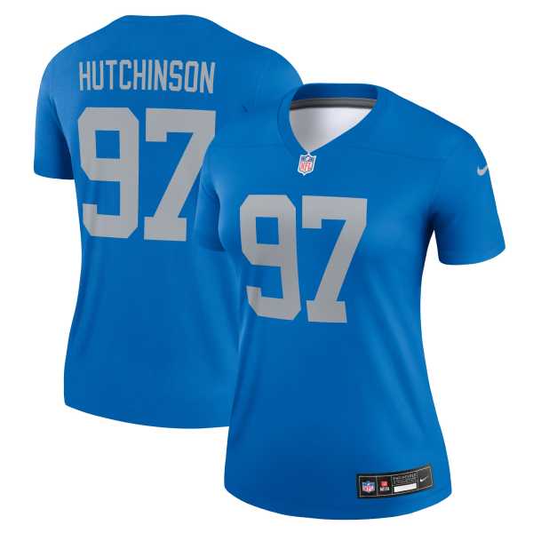 Women's Detroit Lions Aidan Hutchinson Blue Alternate Legend Player Performance Top
