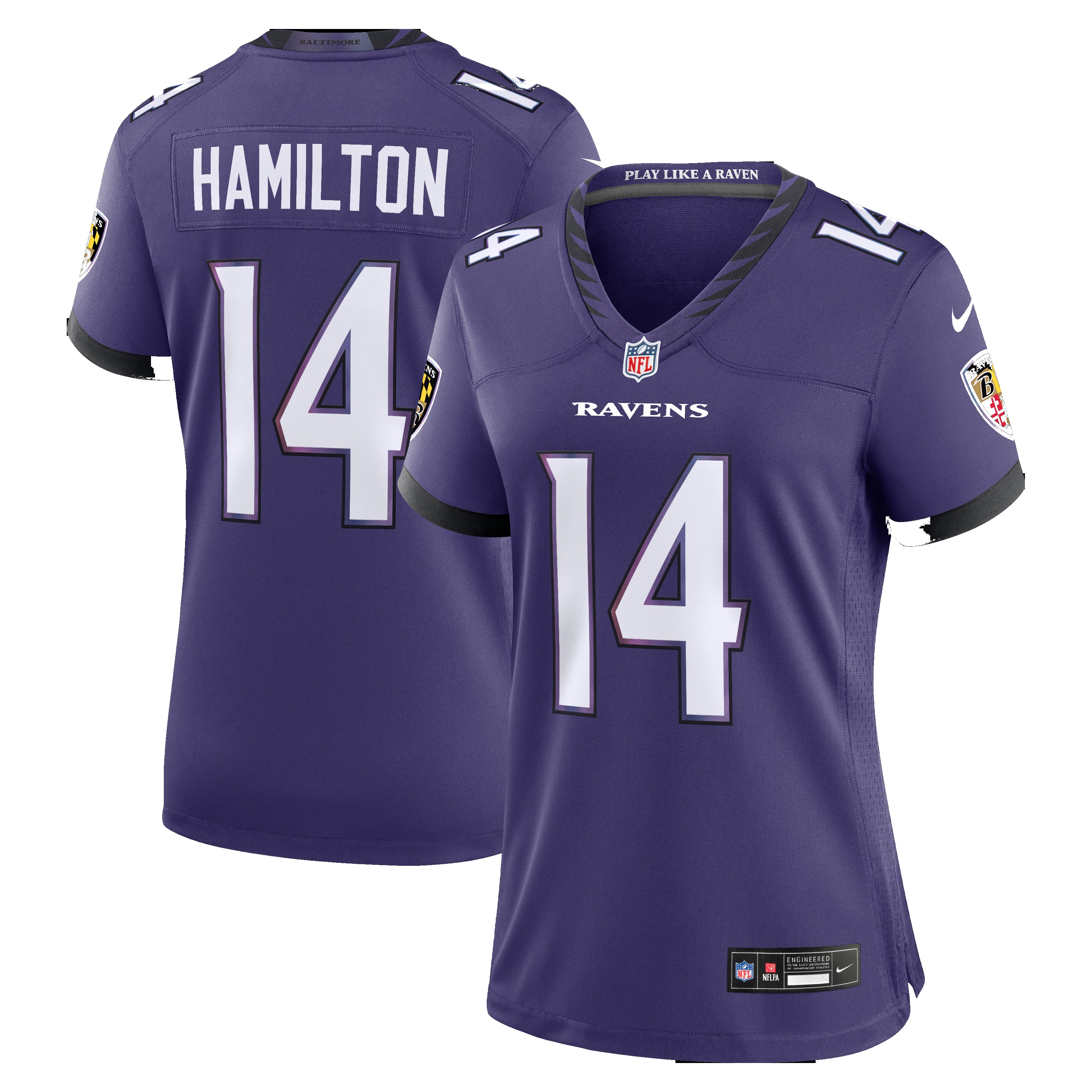 Women's Baltimore Ravens Kyle Hamilton Purple Team Game Jersey