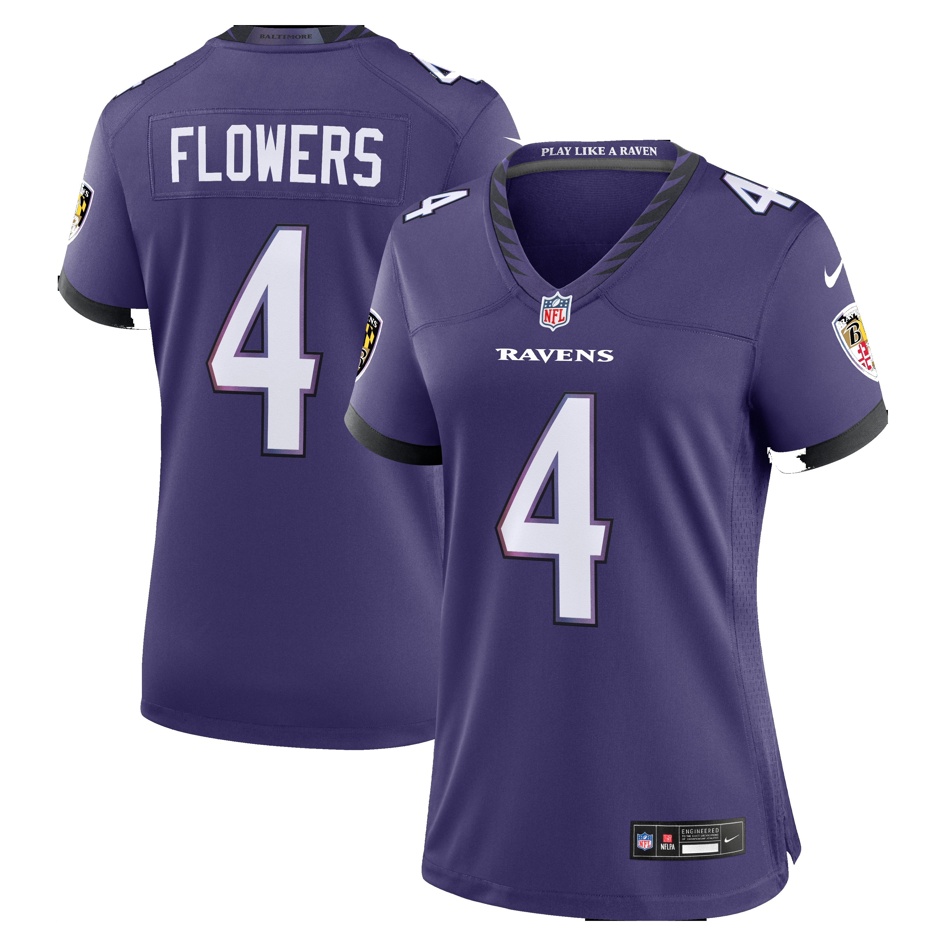 Women's Baltimore Ravens Zay Flowers Purple Team Game Jersey