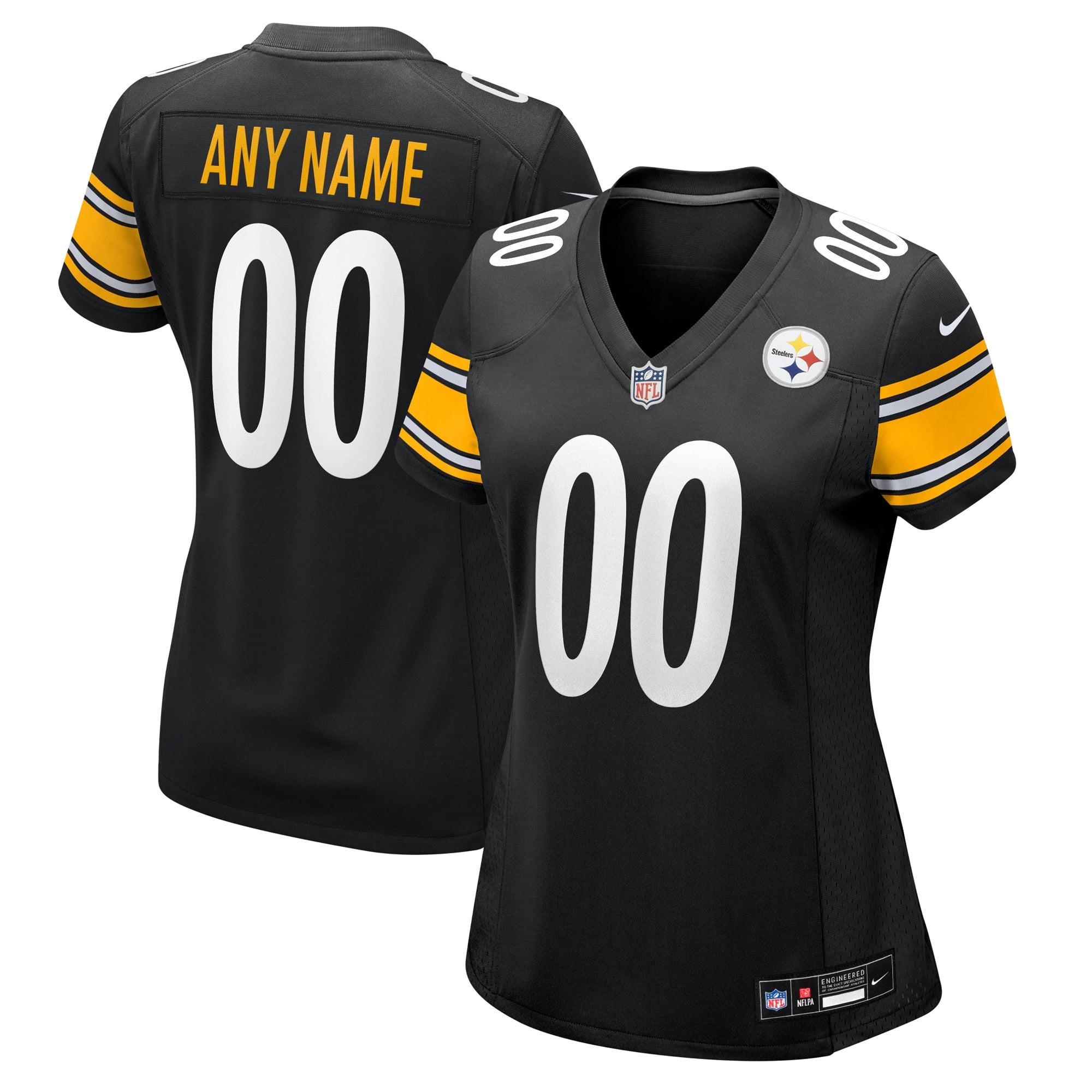 Women's Black Pittsburgh Steelers Custom Game Jersey