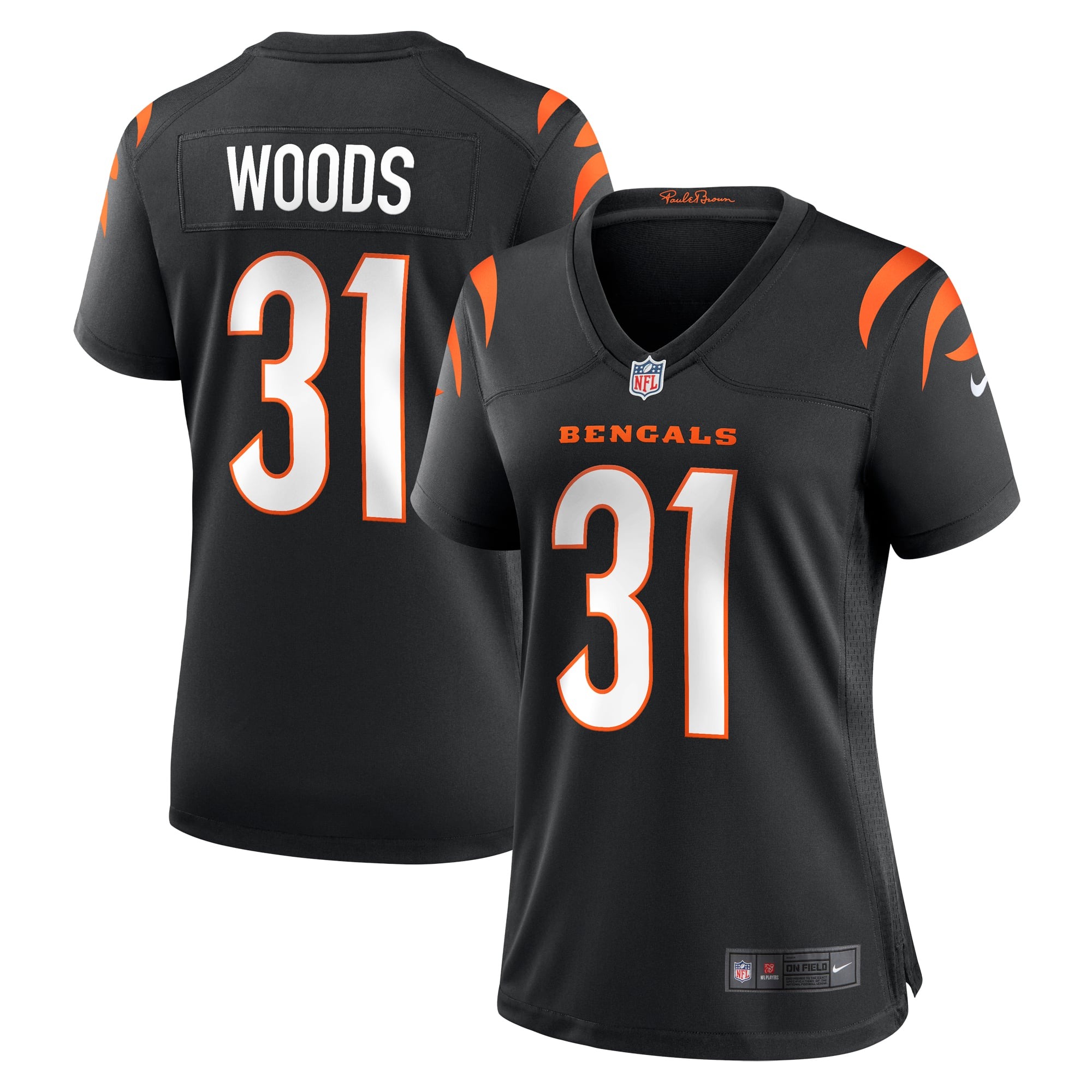 Women's Cincinnati Bengals Ickey Woods Black Retired Player Game Jersey