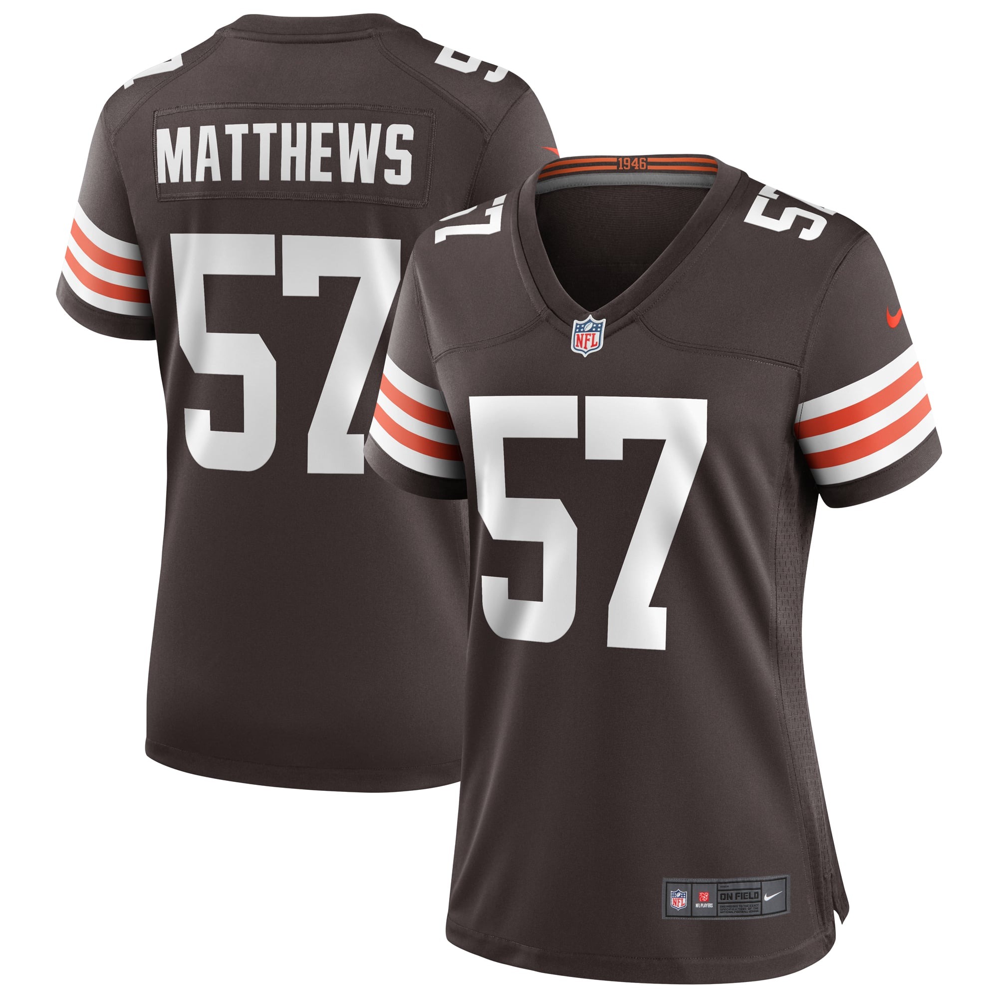 Women's Cleveland Browns Clay Matthews Brown Game Retired Player Jersey