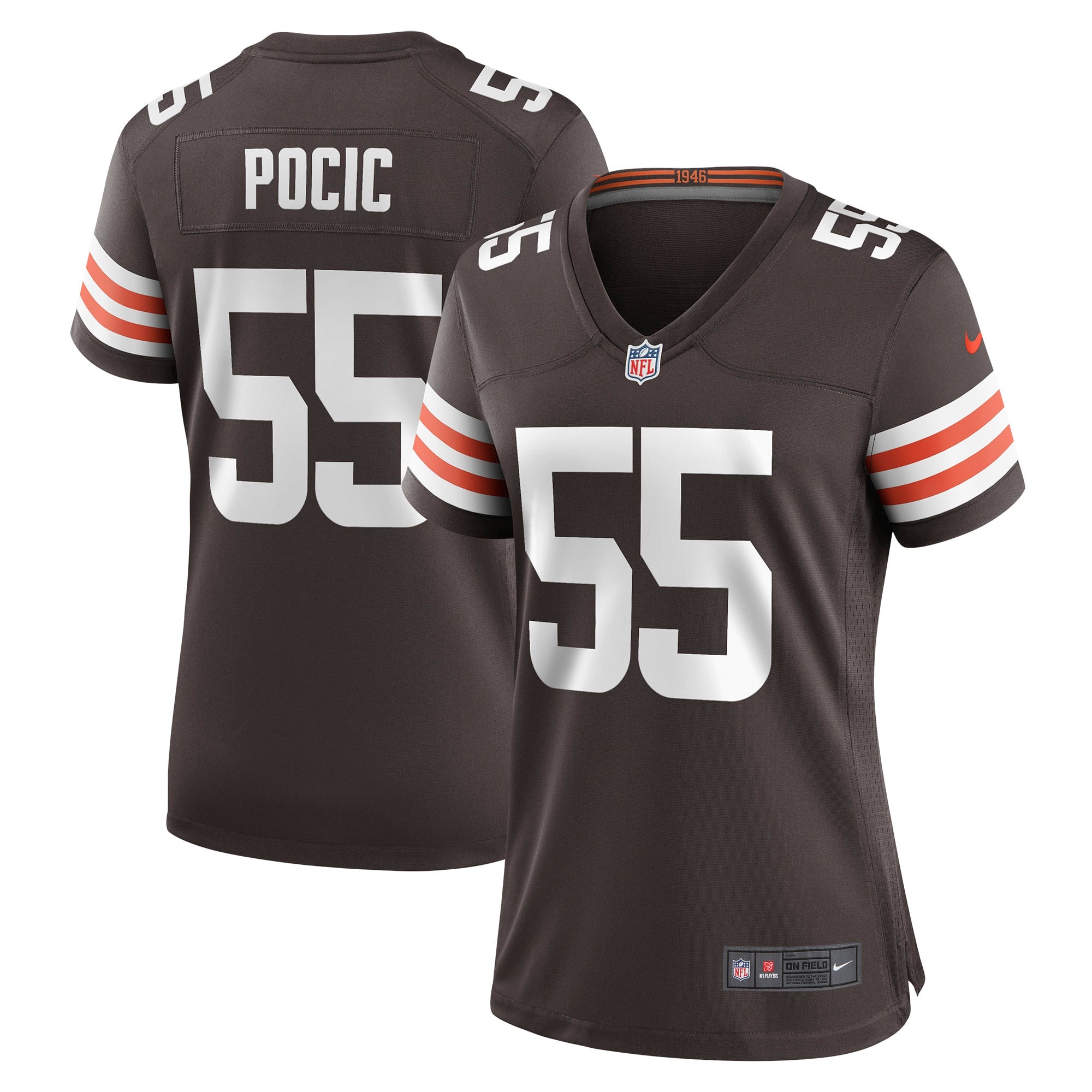 Women's Cleveland Browns Ethan Pocic Brown Game Jersey