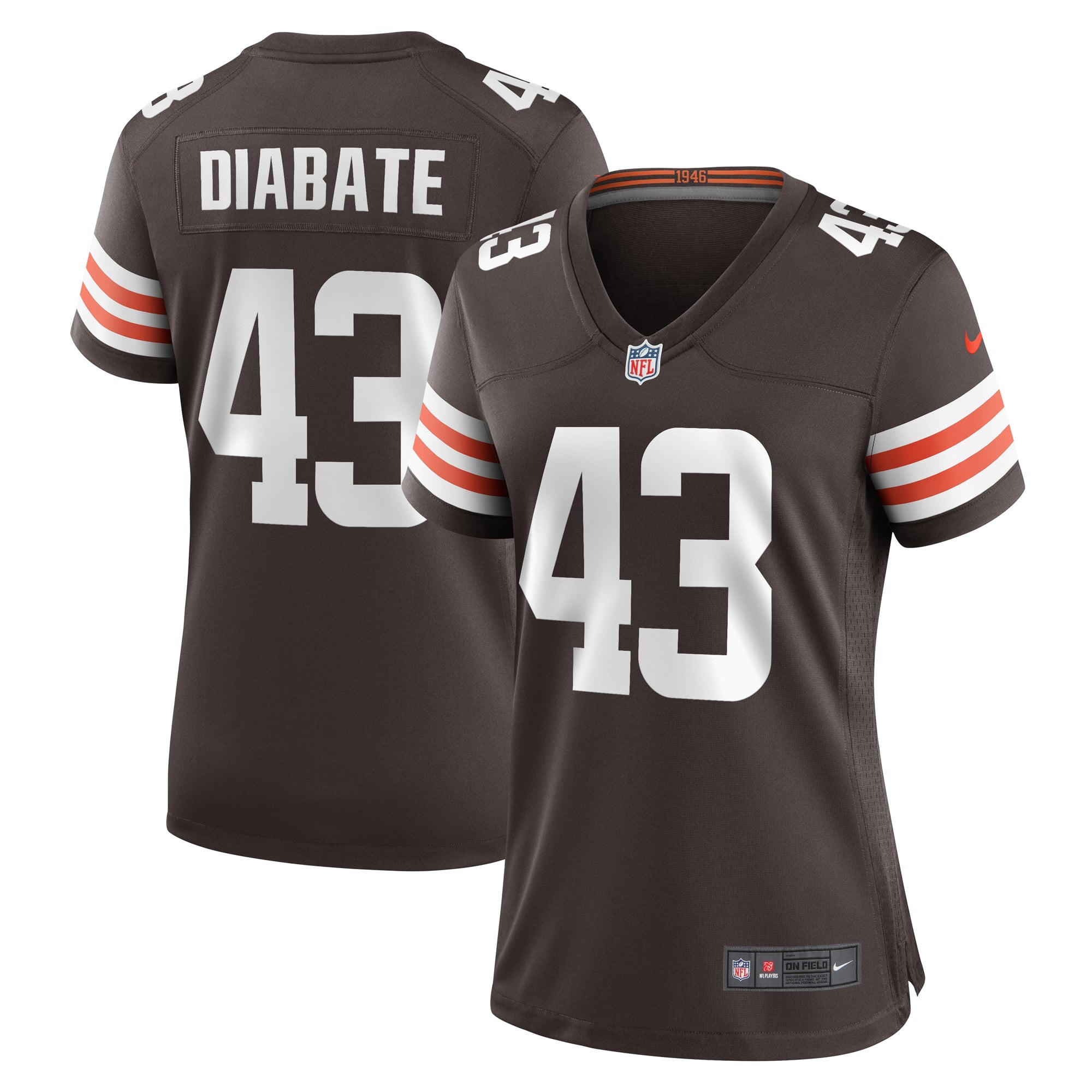 Women's Cleveland Browns Mohamoud Diabate Brown Team Game Jersey