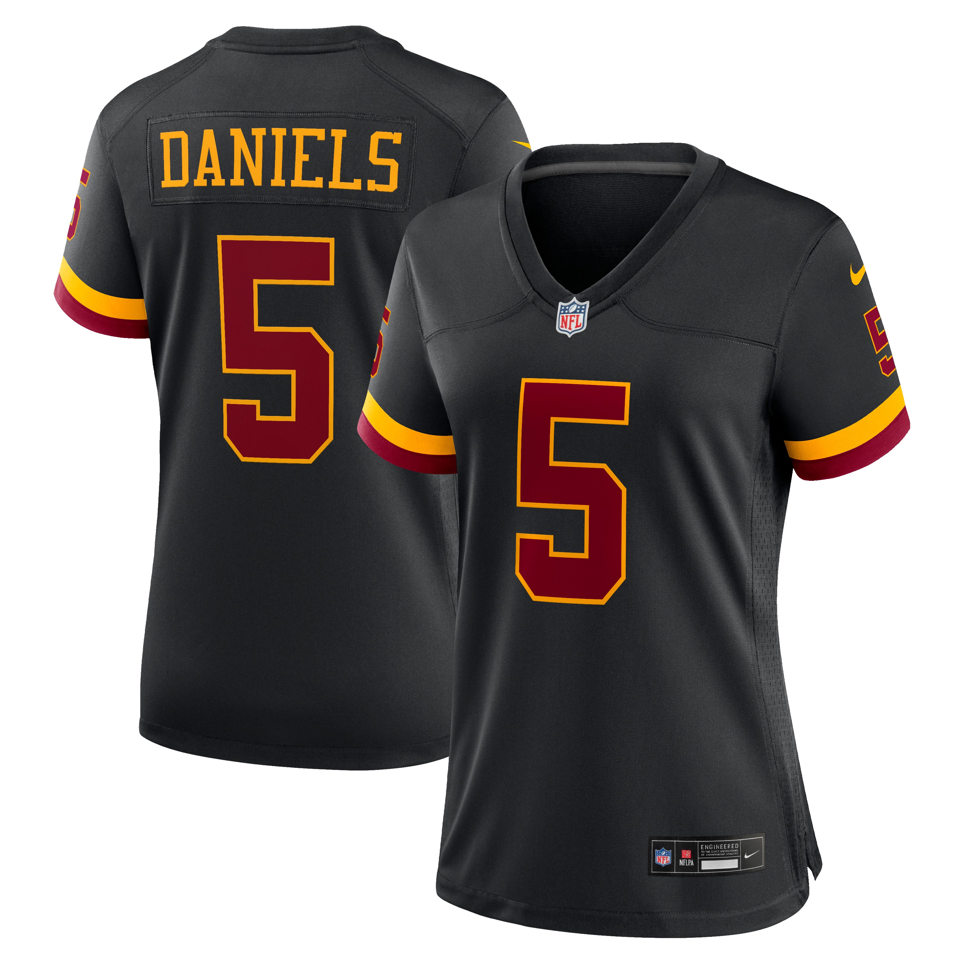 Women's Washington Commanders Jayden Daniels Black Hail Raiser Alternate Game Jersey