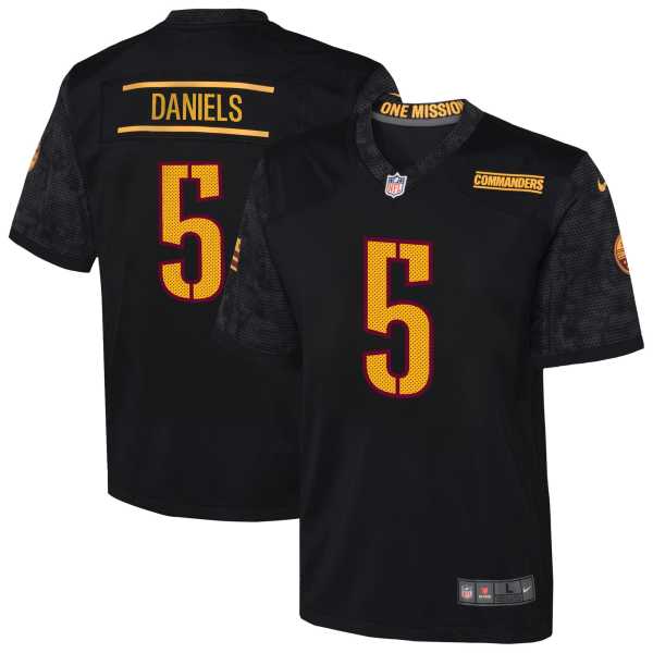 Youth Washington Commanders Jayden Daniels Black Alternate Game Jersey