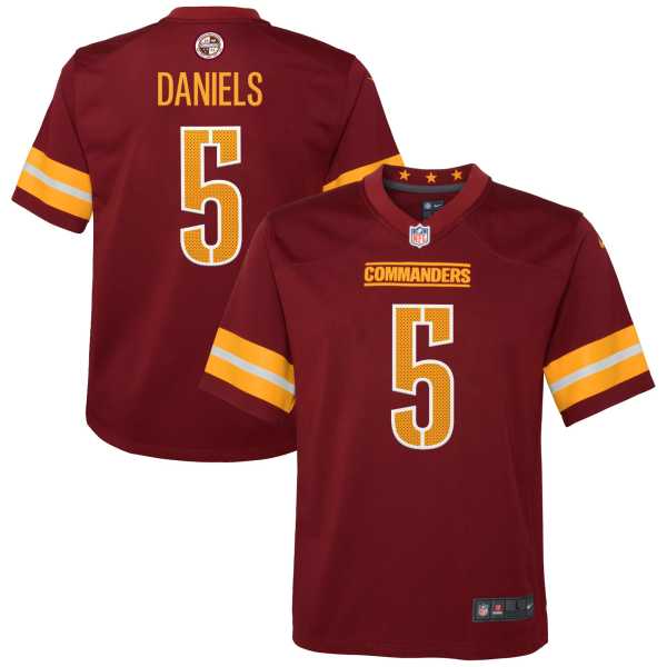 Youth Washington Commanders Jayden Daniels Burgundy Game Jersey