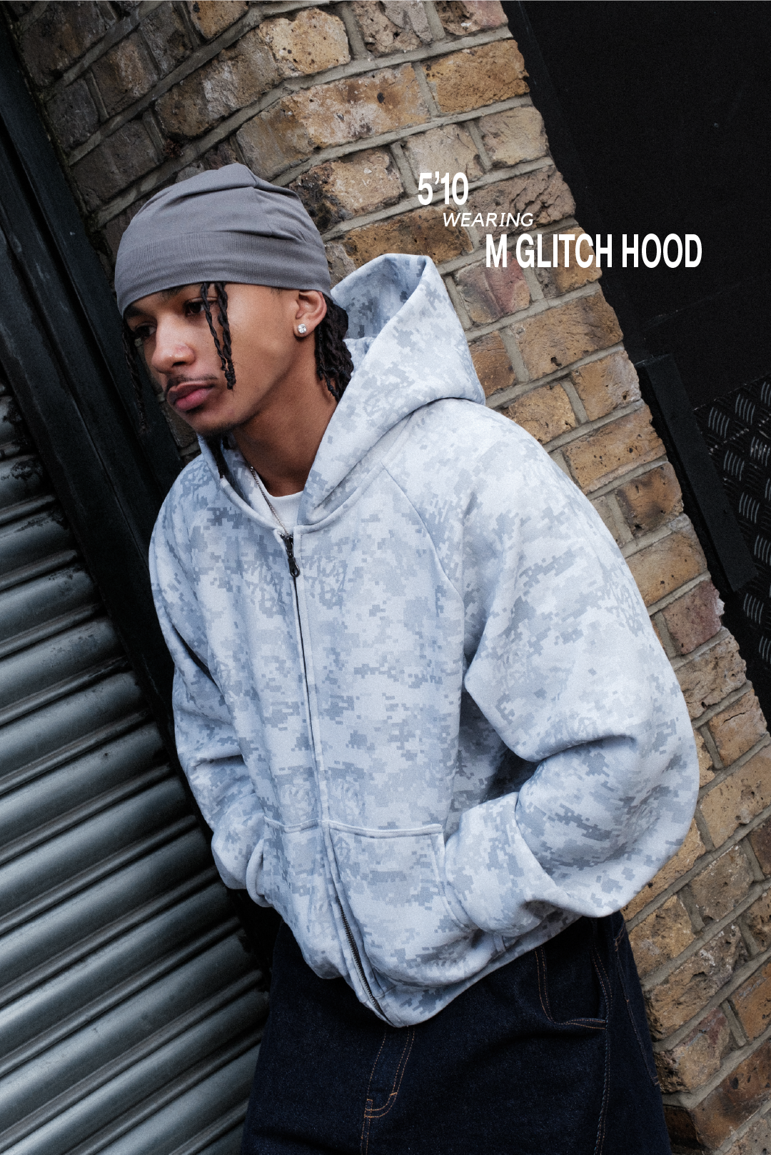 Glitch Hood (Light Grey) size reference 1