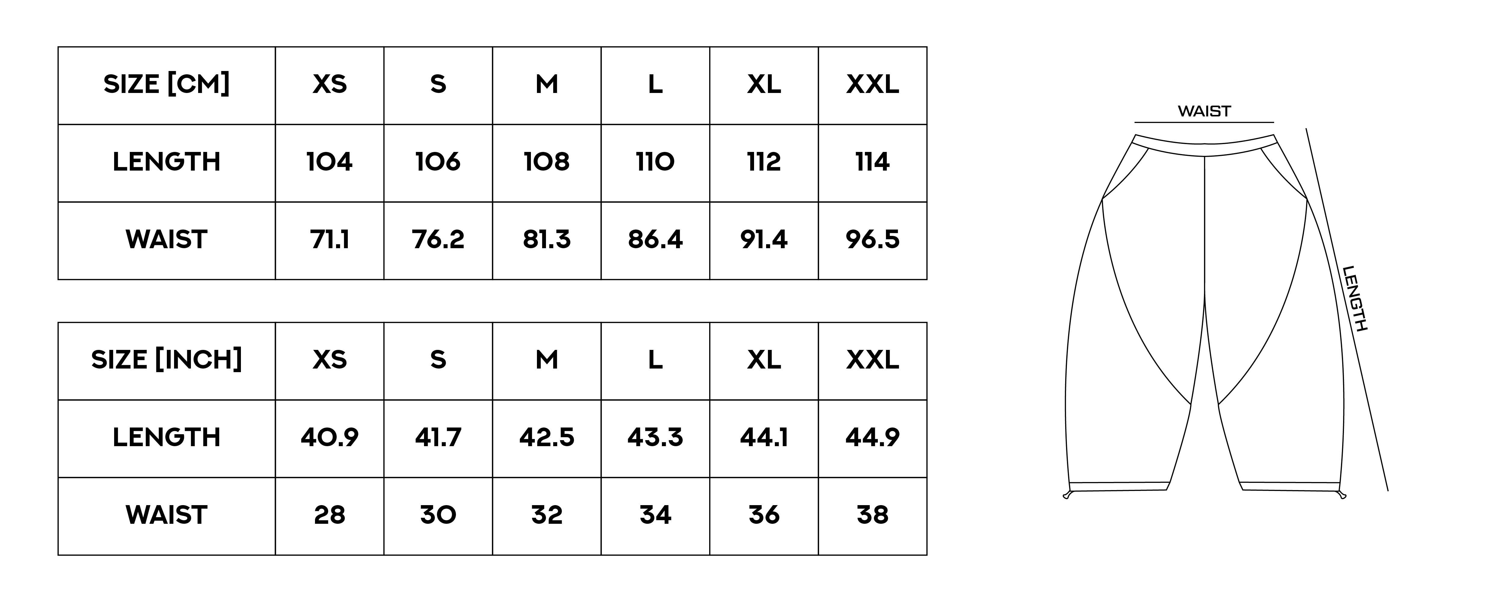 Warm Up Two-Piece Set (Black/Pink) SIZE CHART