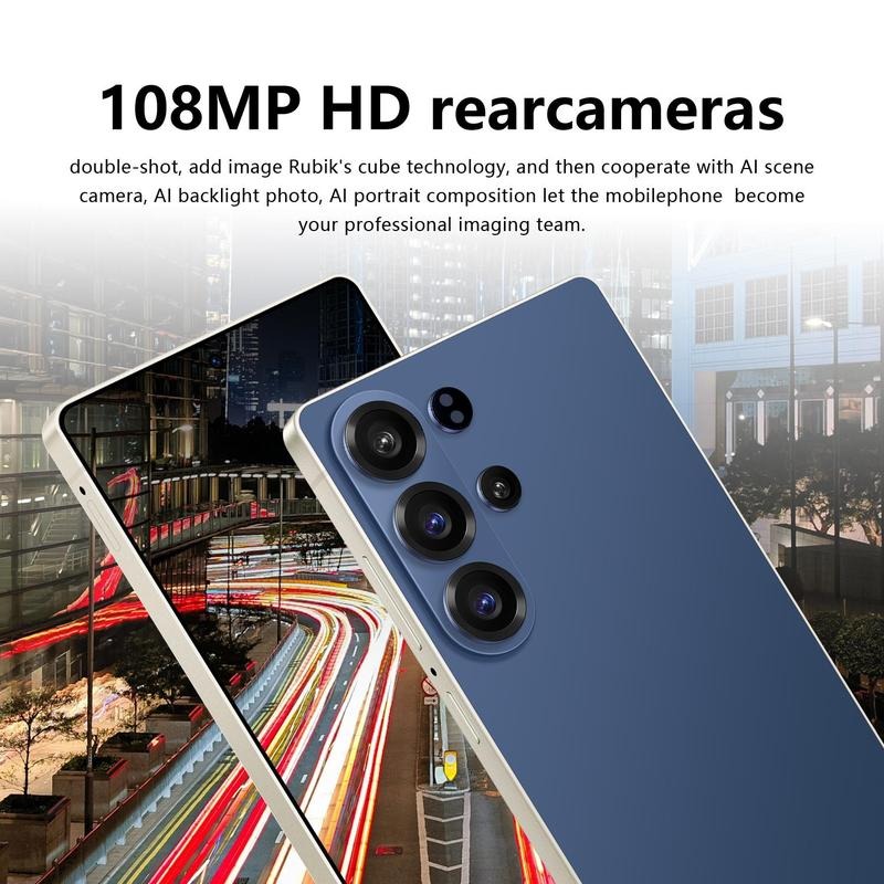 S26 Ultra Estilo Smartphone 7.3" 12GB RAM 256GB 5G Cámara 108MP Batería 8800mAh Desbloqueo Facial Experiencia Ultra Celular Pareja con Pantalla Full HD y Procesador 12Core