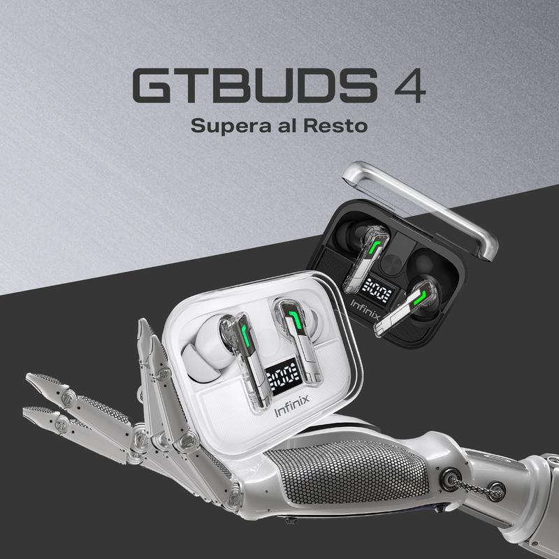 INFINIX GTBUDS 4/GTBUDS 5 Auriculares Inalámbricos Bluetooth con Cancelación Activa de Ruido 30 dB, ENC IA de 4 Micrófonos, Carga Rápida 10 Min = 2H, Hasta 34H de Batería- Mayo Venta Quincenal / Día de la Madre Campaign, Hot Sale x Mayo Venta Quincenal Ca