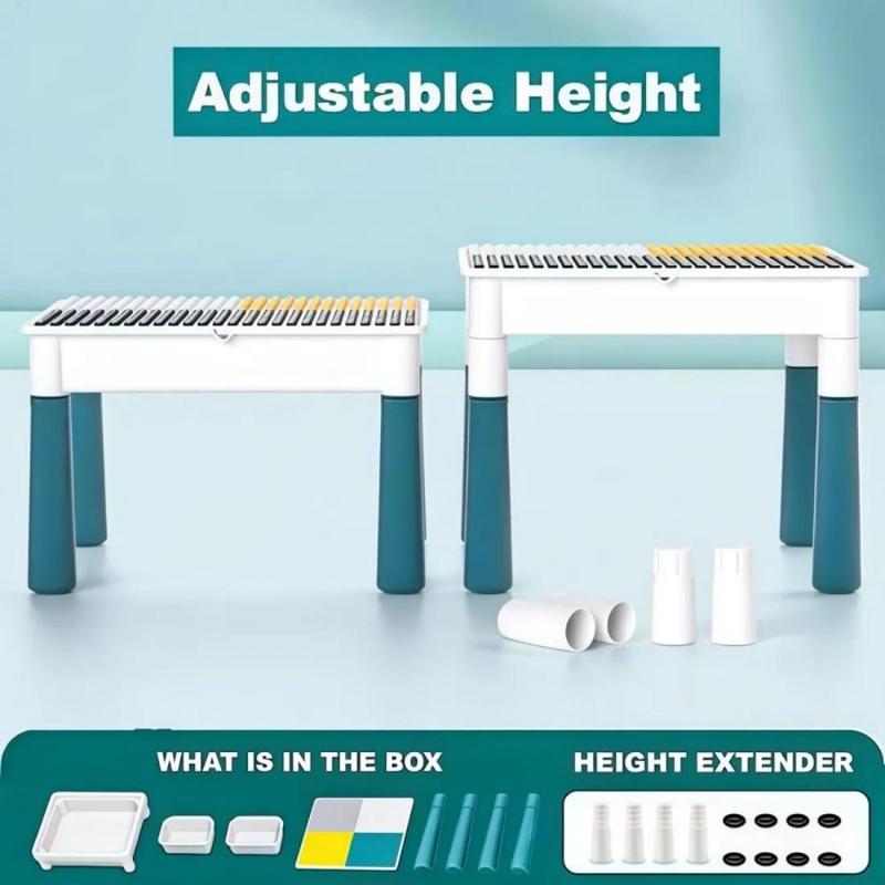 Esta mesa de bloques de construcción multifuncional y de gran tamaño es ideal para niños de 3 a 6 años e incluye 358 bloques y una silla infantil. Ayuda a desarrollar la imaginación, la coordinación y la capacidad de atención de los niños.
