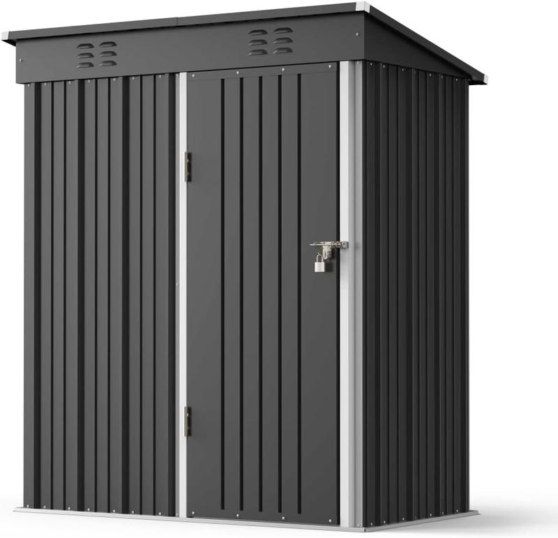 Zocalo Cobertizo de Almacenamiento para Exteriores 162x95x181cm Cobertizo con Rejillas de Ventilación y Cerradura, Casa de Almacenamiento de Metal Impermeable, Almacen para Patio Trasero, Jardín