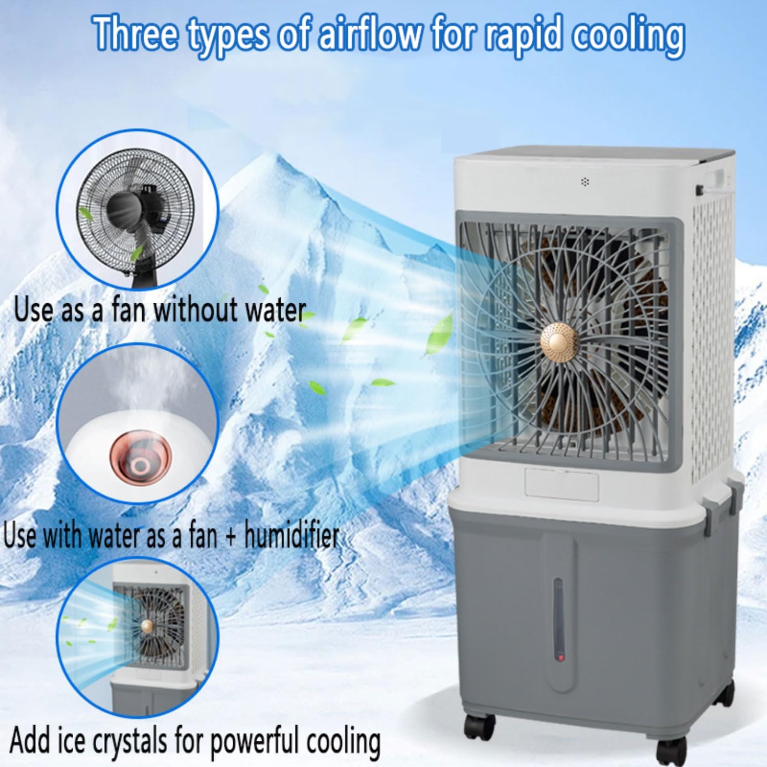 Aire acondicionado portátil silencioso de 32 litros, enfriador de aire portátil, ventilador humidificador, temporizador de 7 horas, 3 velocidades, control remoto, enfriador de aire para dormitorio y hogar.