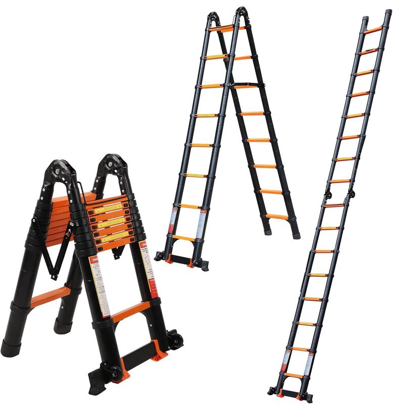 3.8M-5M Escalera Telescópica Tijera Aluminio (naranja/verde)