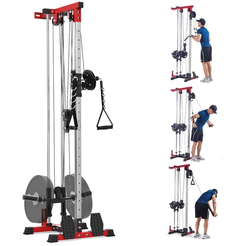 montaje en pared Máquina de cable,Doble cruce de cables Pulley Máquina,Máquina desplegable LAT con sistema de Pulley ajustable con 20 Ajustes de altura para el entrenamiento completo de fuerza corporal