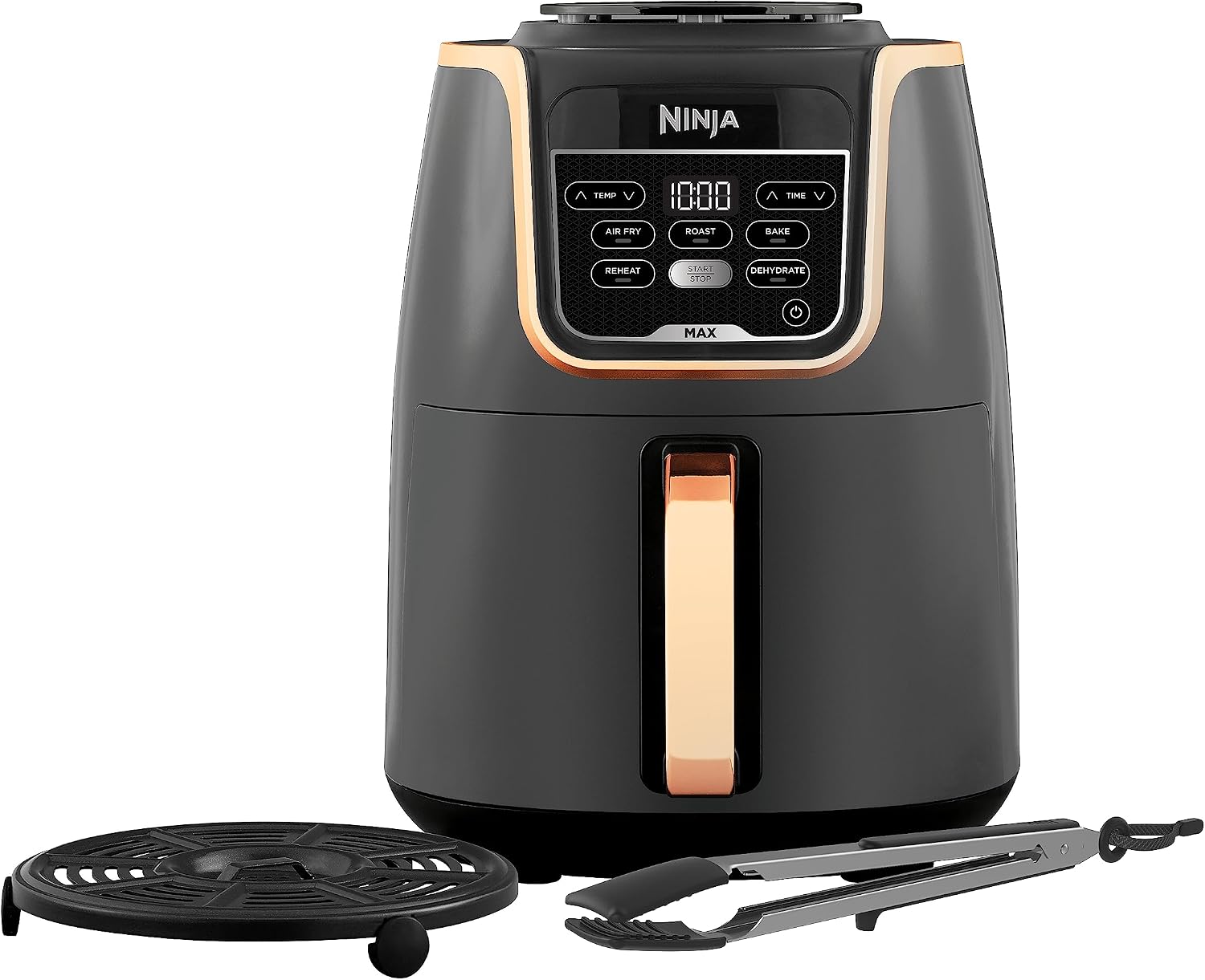 Freidora de aire NINJA MAX, 5,2 L, 5 en 1, antiadherente, sin aceite (freír, asar, hornear, recalentar, deshidratar), tamaño familiar, cesta apta para lavavajillas, color cobre/negro, exclusiva de Amazon AF150EUCP