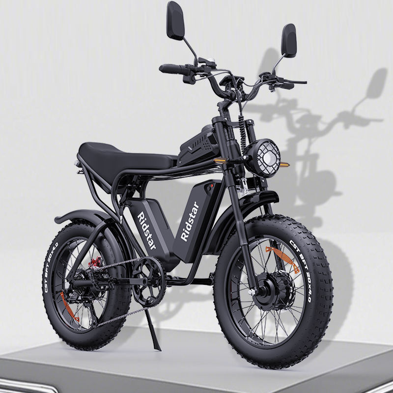 Bicicleta Elétrica de Montanha Ridstar Q20 Pro com Pneu Gordo e Motor Duplo 20 Polegadas E-Bike 52V 40AH Bateria Dupla para Adultos