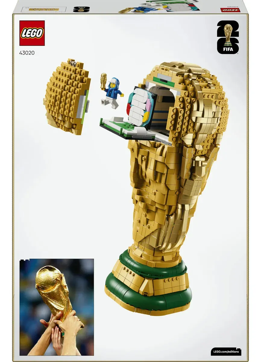 LEGO Editions Trofeo Oficial de la Copa Mundial de la FIFA 43020; réplica coleccionable a tamaño real; regalo para aficionados del fútbol y recuerdo único del Mundial; 12+