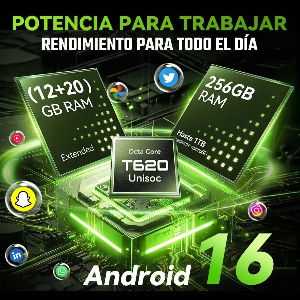 Cubot Kingkong Dura Robusto Dual Sim 256 Gb Negro 12 Gb Ram (ampliable Hasta 32 Gb) 2 Baterías Extraíbles de 5000 mAh + Cargador de Baterías Android 16