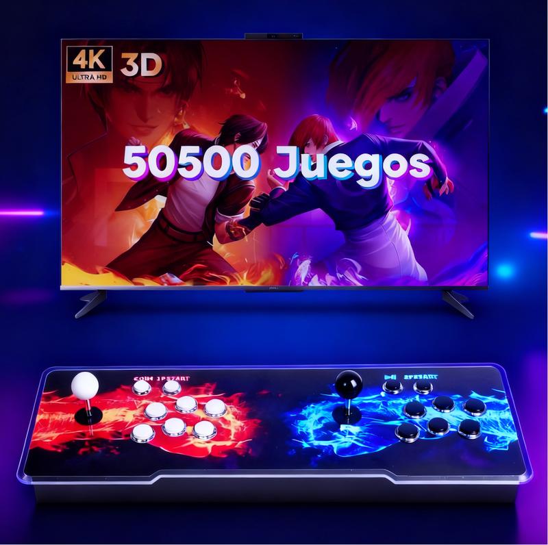 Pandora Box Home Arcade Retro Tablero 3D 4K con 50,500+ Juegos y 45 Emuladores Clásicos Doble Palanca Soporte hasta 4 Jugadores Imagen HD Efecto 3D Inmersivo para Toda la Familia