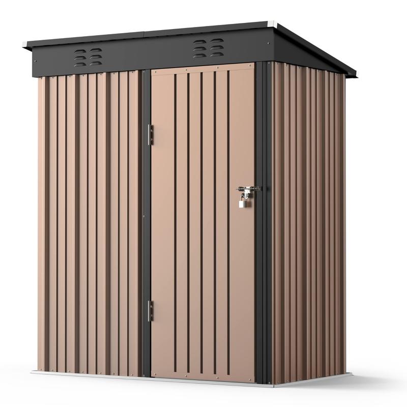 Zocalo Cobertizo de Almacenamiento para Exteriores 162x95x181cm Cobertizo con Rejillas de Ventilación y Cerradura, Casa de Almacenamiento de Metal Impermeable, Almacen para Patio Trasero, Jardín