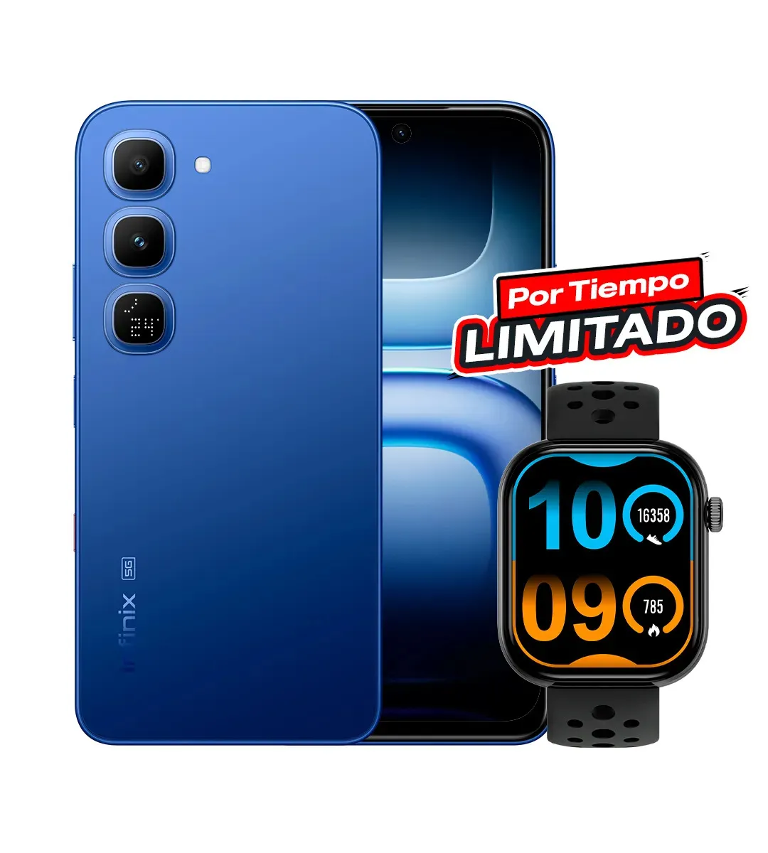 Infinix HOT 70 Pro 8GB+256GB 5G Celular Desbloqueado MediaTek Dimensity 7100 45W+5600mAh NFC Incluye Smartwatch XWATCH H4 | Color Negro