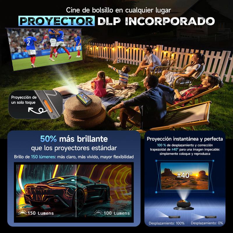 Celular con proyector integrado: Ulefone Armor 34 Pro convierte cualquier pared en cine. Ideal para ver películas en campamentos, presentar en obras o reuniones familiares.