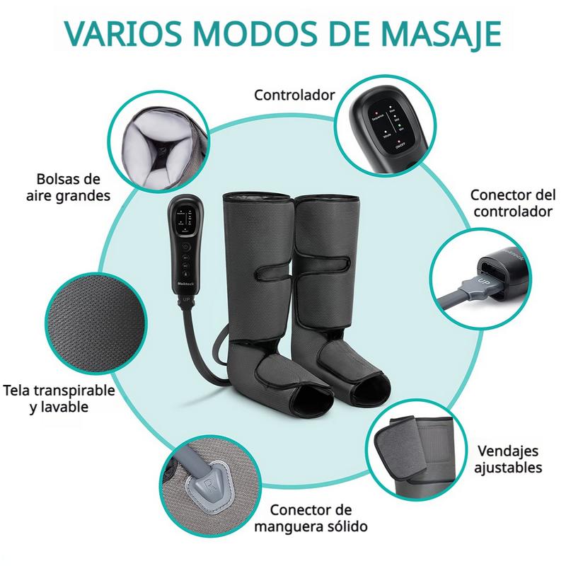 Nekteck Masajeador de piernas con compresión de aire para y relajación, máquina de masaje de pies y pantorrillas con control de mano, 2 modos, 3 intensidades