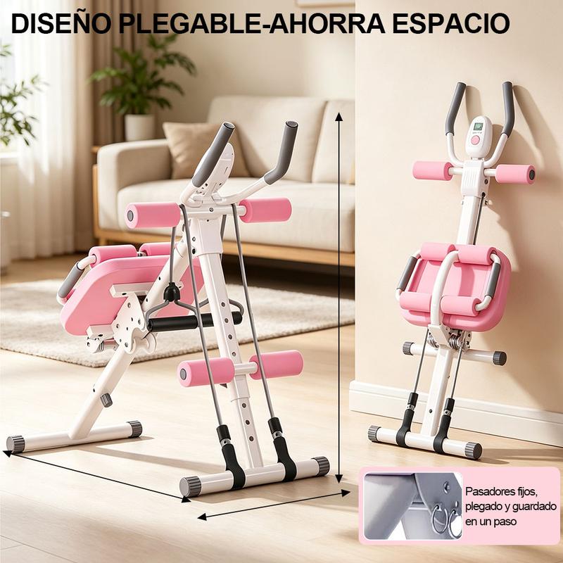 Máquina de Ejercicio Abdominal 6 en 1 con Pantalla LCD y Amortiguación Lumbar para Casa, Plegable en 3 Segundos, Carga Máx. 200kg, Ideal para Sobrepeso y Principiantes