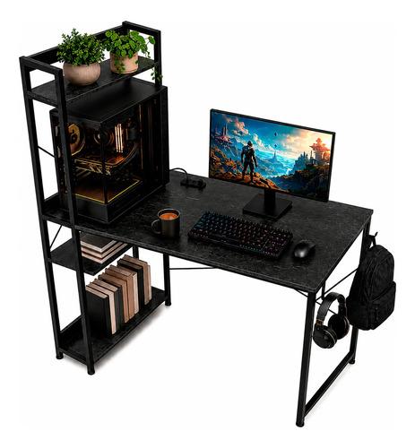Houzer Escritorio de Oficina Metálico Gamer 120x60x140 cm | 2 Contactos Tomacorriente USB y USB-C | Soporta 160 kg | Ideal para Home Office y Estudio