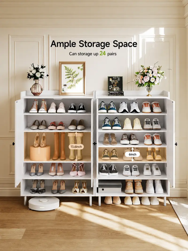 【Capacidad para 18-24 pares y estantes ajustables】Zapatero estilo granja ONBRILL de 7+1 niveles; mueble zapatero moderno de 45 pulgadas de alto con patas de metal; organizador de calzado para recibidor, entrada, sala de estar o dormitorio; regalo de Navid