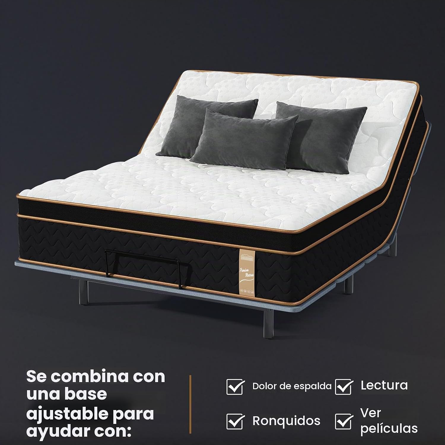 Colchón Queen Size de 10 pulgadas, colchón híbrido en caja con espuma viscoelástica y muelles ensacados individuales (firmeza media), colchón sin fibra de vidrio (Queen)