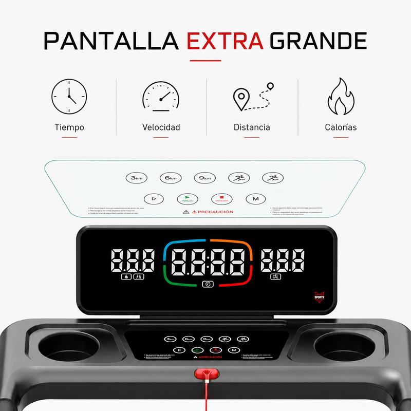 Caminadora Eléctrica GT8 Plegable 3.0HP, 1-12 km/h, Inclinación Manual 6°, Capacidad 160 kg, Pantalla LED, 12 Programas para Casa