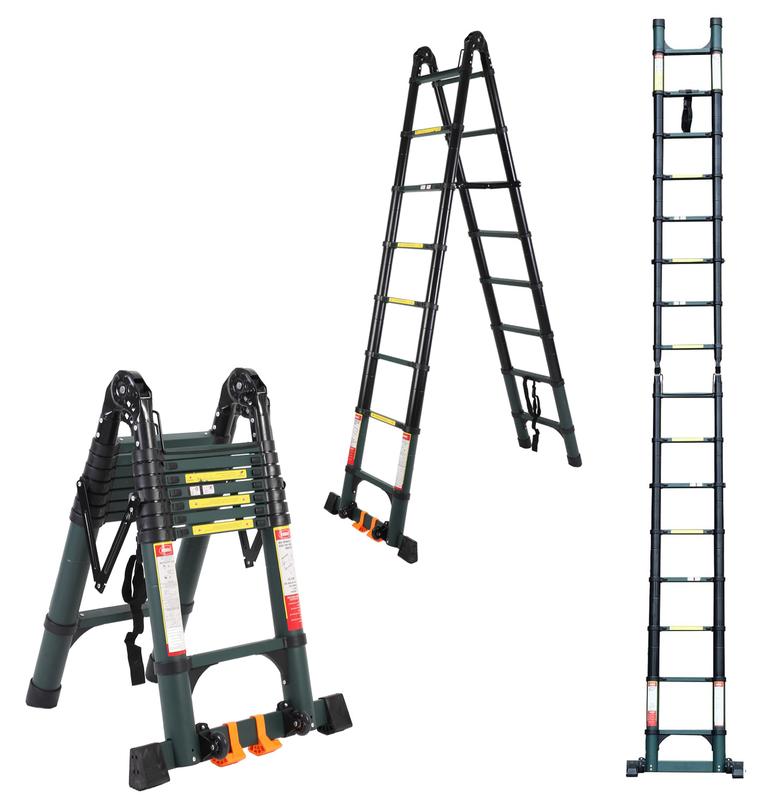 3.8M-5M Escalera Telescópica Tijera Aluminio (naranja/verde)