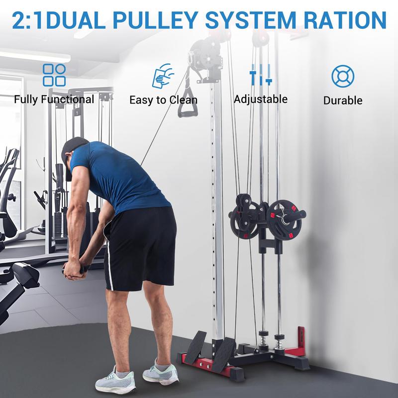 montaje en pared Máquina de cable,Doble cruce de cables Pulley Máquina,Máquina desplegable LAT con sistema de Pulley ajustable con 20 Ajustes de altura para el entrenamiento completo de fuerza corporal