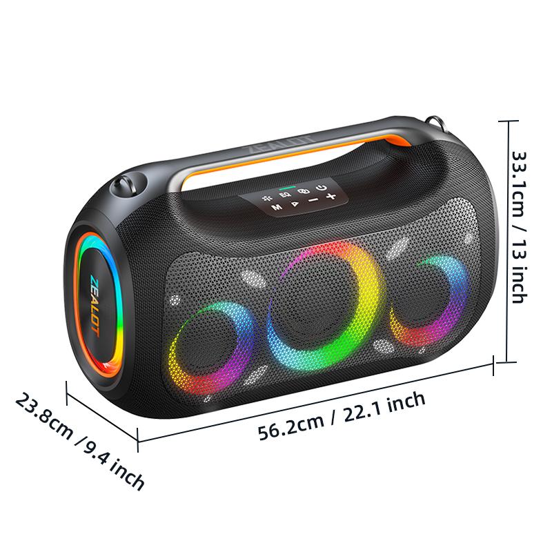 【ZEALOT】ZE51 Bocina Portátil 400W Alta Potencia,Parlante Inalámbrico Bluetooth 5.3 con Sonido Envolvente 360°,Luces RGB Sincronizadas con Música,Batería 48000mAh,Efectos EQ,Función TWS Multi-dispositivo,Soporte Grabación OTG,Carga Rápida Bidireccional par