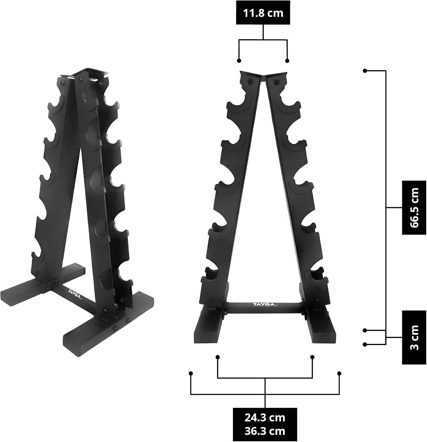 Tayga Set de 5 Pares de Mancuerna Hexagonales de 5, 10, 15, 20, 25 LB con Rack